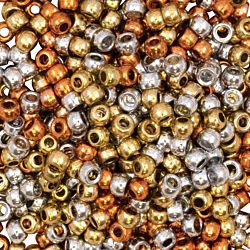 Metallic Pony Beads 6 MM X 9 MM GOLD, SILVER & COPPER 500 COUNT