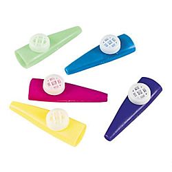 Plastic Kazoos, Assorted Colors, 2-1/2