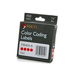 MACO Red Round Color Coding Labels, 3/4 Inches in Diameter, 450 Per Box, MR404-8