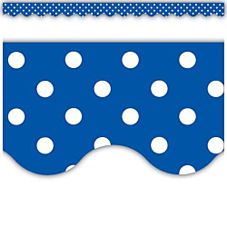 Blue Mini Polka Dots Scalloped Border Trim, TCR4666