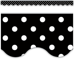 Black Mini Polka Dots Scalloped Border Trim 