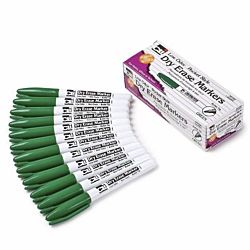 Charles Leonard Dry Erase Markers, Pocket Style with Bullet Tip, 12/pack , Green - 47325