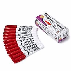 Charles Leonard Dry Erase Markers, Pocket Style with Bullet Tip, 12/pack , Red - 47330