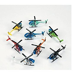 Metal Die cast Helicopters - Assorted colors  , 12 Per Pack
