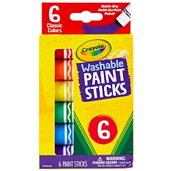Crayola Washable Paint Sticks, 6 colors, (BIN54-6207)