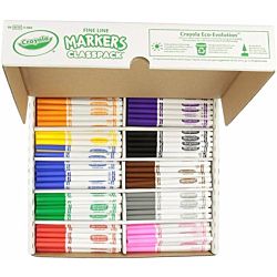 Crayola 200 Ct Fine Line Markers, 10 Assorted Colors 58-8210