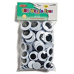 Wiggle Eyes 100 Pack Jumbo Round, 28-40mm - Black/White