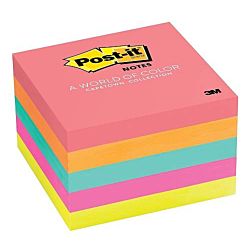 Post-it Notes, 3 in x 3 in, Neon Colors 5 Pads/Pack, 654-5PK