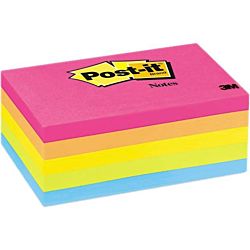 Post-it Notes Original Pads in Neon Colors, 3 x 5, Five Neon,100-Sheet Pads/Pack, 655-5PK 