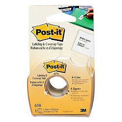 Post-it Labeling and Cover-Up Tape , 1 x 700 Inches, White, 658