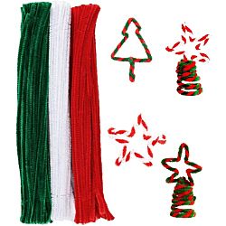 100 Pieces Christmas Pipe Cleaners Chenille Stems