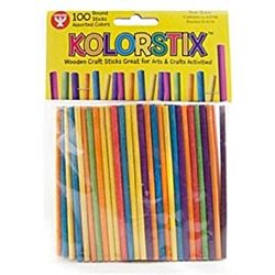 Hygloss 100-Piece Kolorstix Round Colored Craft Sticks, 4-Inch