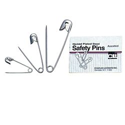 Charles Leonard Safety Pins, Assorted Sizes, 50/Chain-Pack