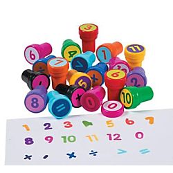 Plastic  Math Number Stampers - 19 piece set