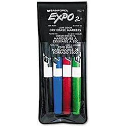 EXPO® Low Odor Dry Erase Marker, Fine Point, Assorted, 4/Set