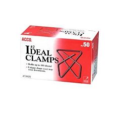 Ideal Paper Butterfly Clamp - Medium - No. 2 - 100 Sheet Capacity - 50 / Box - Silver