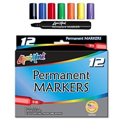 Liqui Mark Permanent Markers, Assorted, 12 color Set 91200