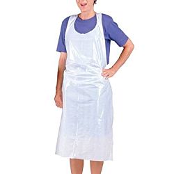 Adult Size Disposable Full-Length Plastic Aprons - Pack of 100