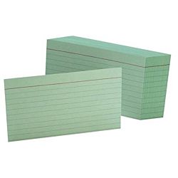 Colored Ruled Index Cards Green 100/Pack  3 x 5
