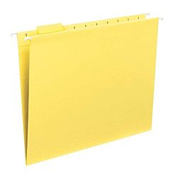 Hanging File Folder with Tab, 1/5-Cut Adjustable Tab, Letter Size, Yellow, 25 per Box 