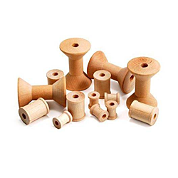 Hygloss Unfinished Wood Spools Natural Set of 72 