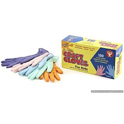 Hygloss KIDS SIZE Nitrile (Latex-Free) Colored Craft Gloves, Pack of 100