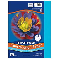 Pacon Tru-Ray® Construction Paper, 9-Inches by 12-Inches, 50-Count, Atomic Blue, 103400