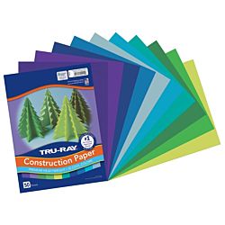 Pacon Tru-Ray® Construction Paper, 9-Inches by 12-Inches, 50-Count, Cool Assorted, 102942