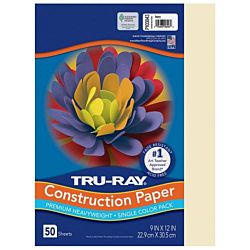 Pacon Tru-Ray® Construction Paper, 9-Inches by 12-Inches, 50-Count, Ivory 103043