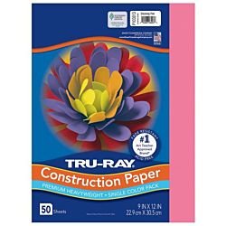 Pacon Tru-Ray® Construction Paper, 9-Inches by 12-Inches, 50-Count, Shocking Pink 103013