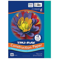Pacon Tru-Ray® Construction Paper, 9-Inches by 12-Inches, 50-Count, Turquoise 103007