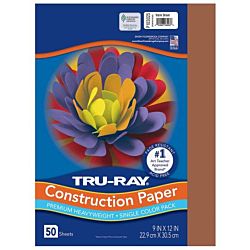 Pacon Tru-Ray® Construction Paper, 9-Inches by 12-Inches, 50-Count, Warm Brown 103025