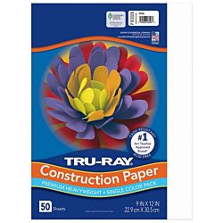 Pacon Tru-Ray Construction Paper, 9-Inches by 12-Inches, 50-Count,  White 103026