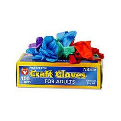 Hygloss ADULT SIZE Nitrile (Latex-Free) Colored Craft Gloves, Pack of 100