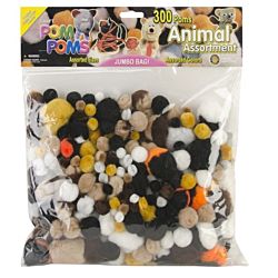 Pom Poms Assorted 300/Pkg-Animal Colors