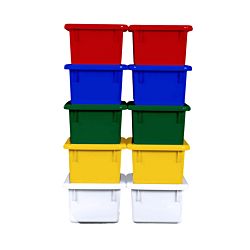 Assorted Colors Cubby Trays with Lids  - Pack of 10