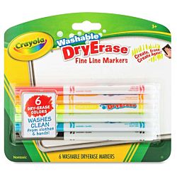 Crayola 6 Color Washable Dry Erase Markers Fine Line