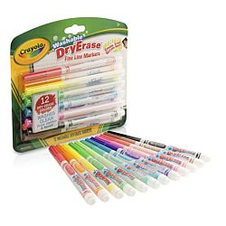 Crayola 12 Color Washable Dry Erase Markers Fine Line