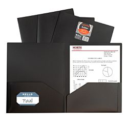 C-Line Black Two-Pocket  Poly Portfolio Folder Without Prongs, Box of 25