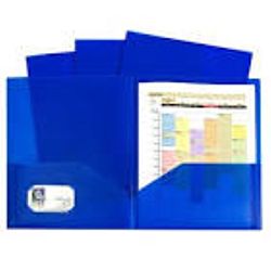 C-Line Blue Two-Pocket  Poly Portfolio Folder Without Prongs, Box of 25