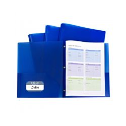C-Line Blue Two-Pocket Poly Portfolio Folder With Prongs, Box of 25