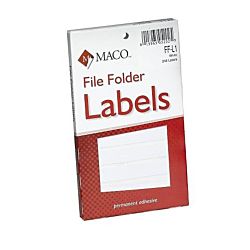 MACO White File Folder Labels, 9/16 x 3-7/16 Inches, 248 Per Box, FF-L1