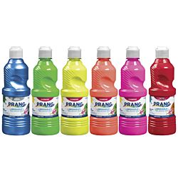 Prang® WASHABLE Fluorescent Tempera Paint, 16 Oz., Assorted Colors, Pack Of 6