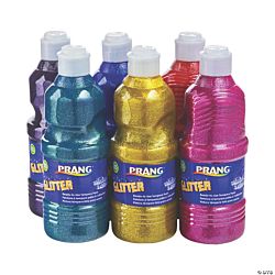 Prang® WASHABLE Glitter Tempera Paint, 16 Oz., Assorted Colors, Pack Of 6