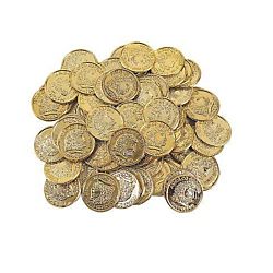 Plastic Shiny Gold Coins, 144 Per Pack