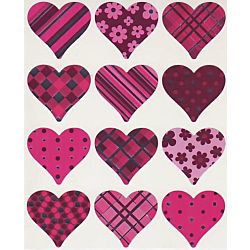 Foil Pink Hearts Sticker  1.25