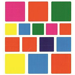 Colored Squares Stickers Assorted Sizes  & Colors - Large - 25 sheets