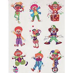 Clown Stickers Clear Large 1.5