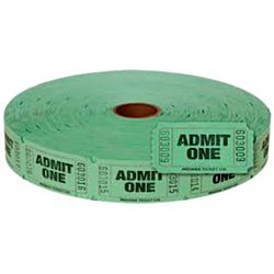 Single Admit Ticket Roll, 2000ct, Green