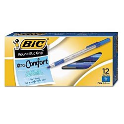 BIC Round Stic Xtra Precision Ball Pens, Fine Point (0.8 mm), Blue, 12-Count